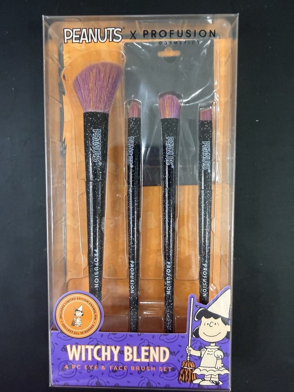 Profusion Cosmetics Peanuts Halloween Witchy Blend 4 PC Eye and Face Brush Set